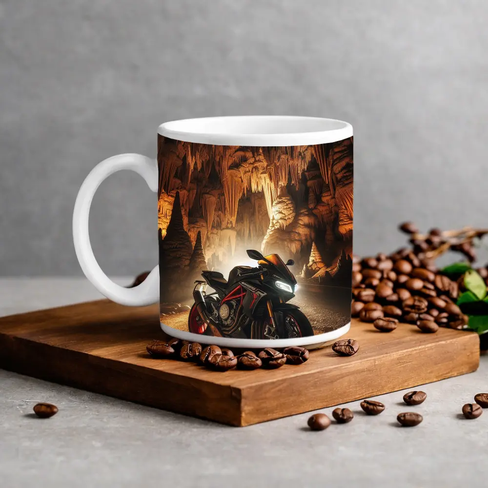 Sport Bike Superbike Inside Dramatic Cave Setting – Mugs