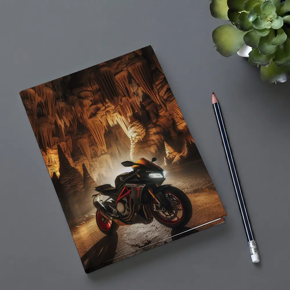 Sport Bike Superbike Inside Dramatic Cave Setting – Notebooks