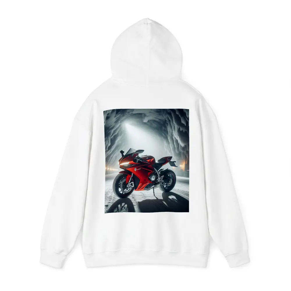 Red Sport Bike Inside Frozen Ice Cave – Hoodies