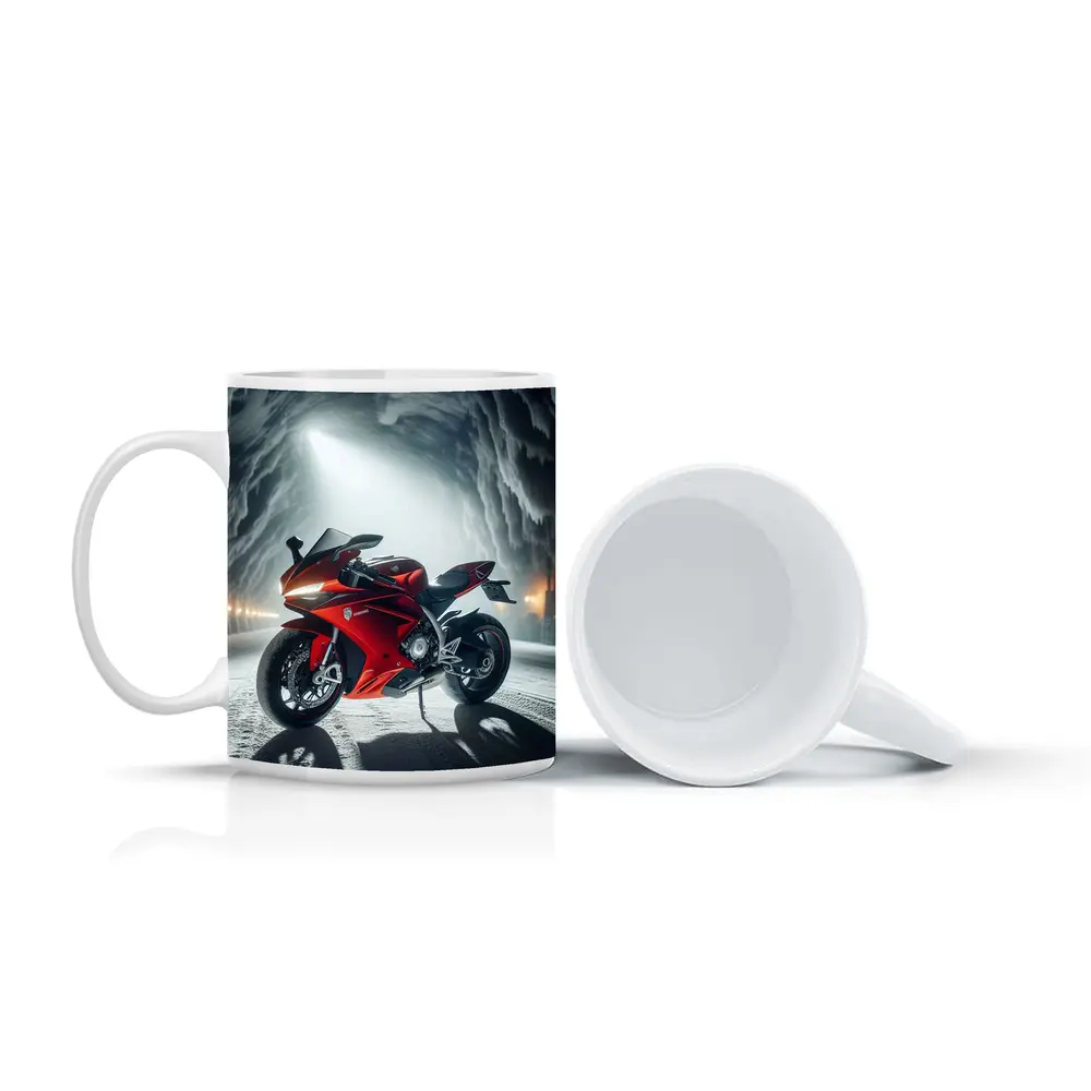 Red Sport Bike Inside Frozen Ice Cave – Mugs