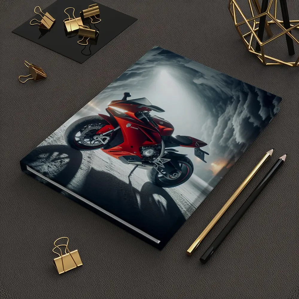 Red Sport Bike Inside Frozen Ice Cave – Notebooks