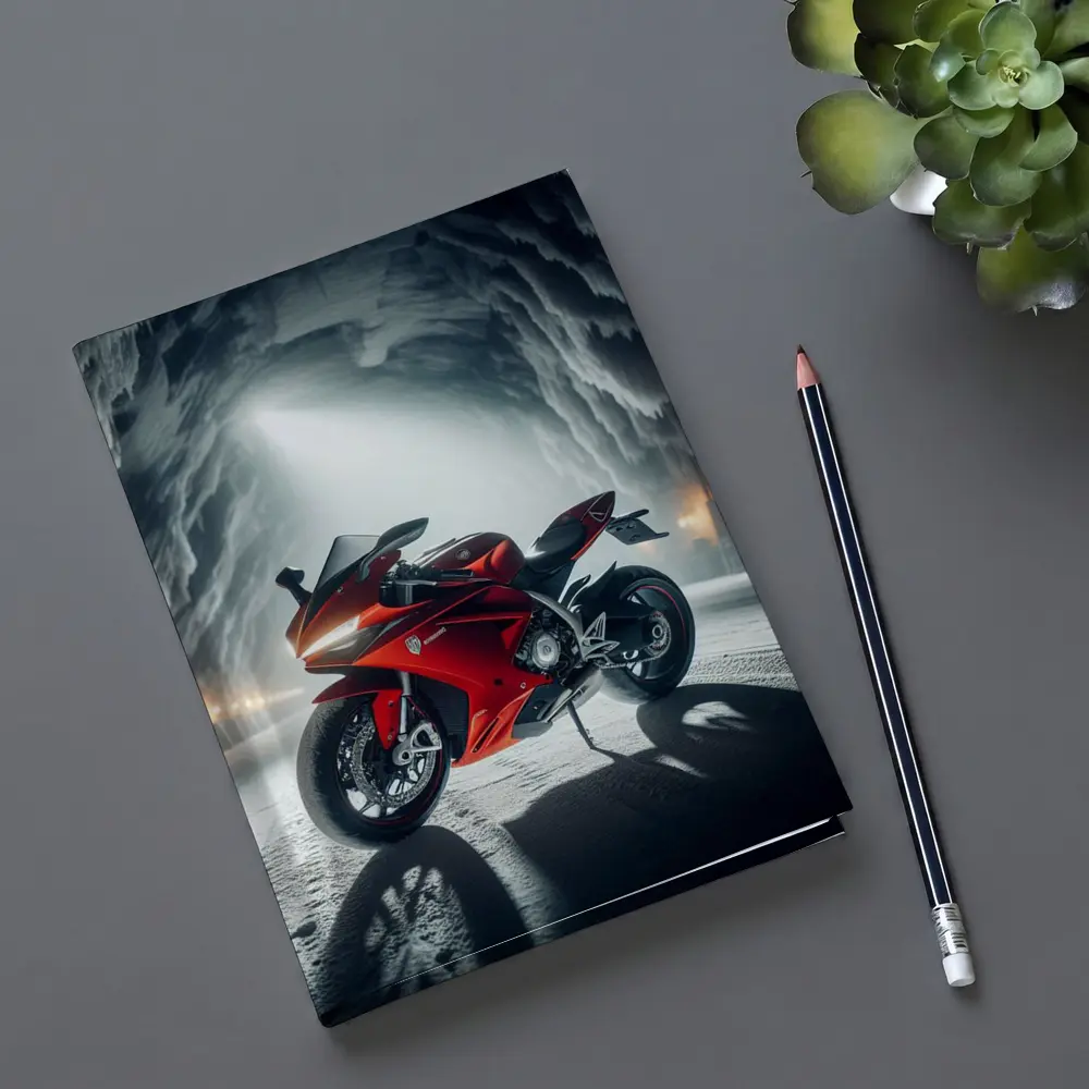 Red Sport Bike Inside Frozen Ice Cave – Notebooks
