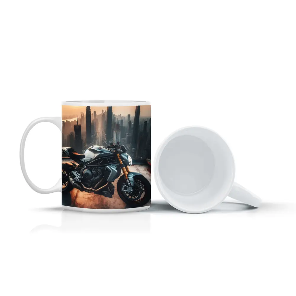 Naked Streetfighter Motorcycle City Skyline Sunset – Mugs