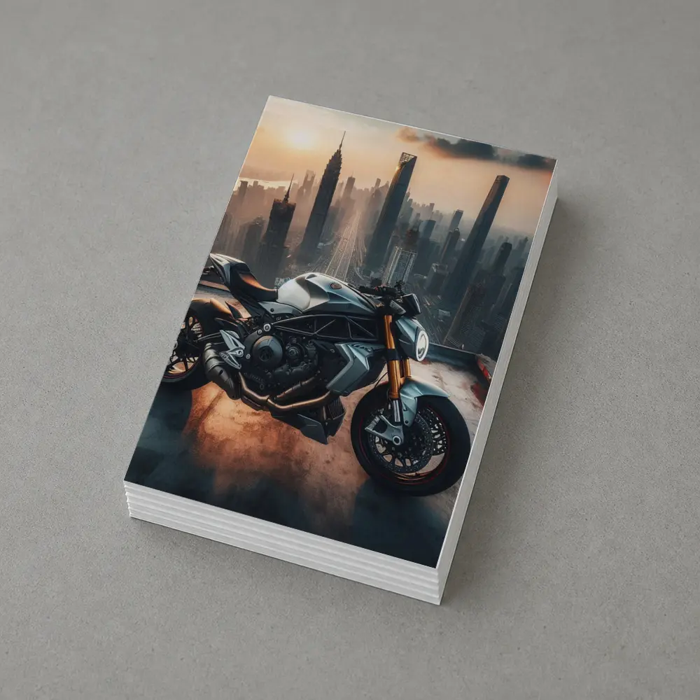 Naked Streetfighter Motorcycle City Skyline Sunset – Postcards