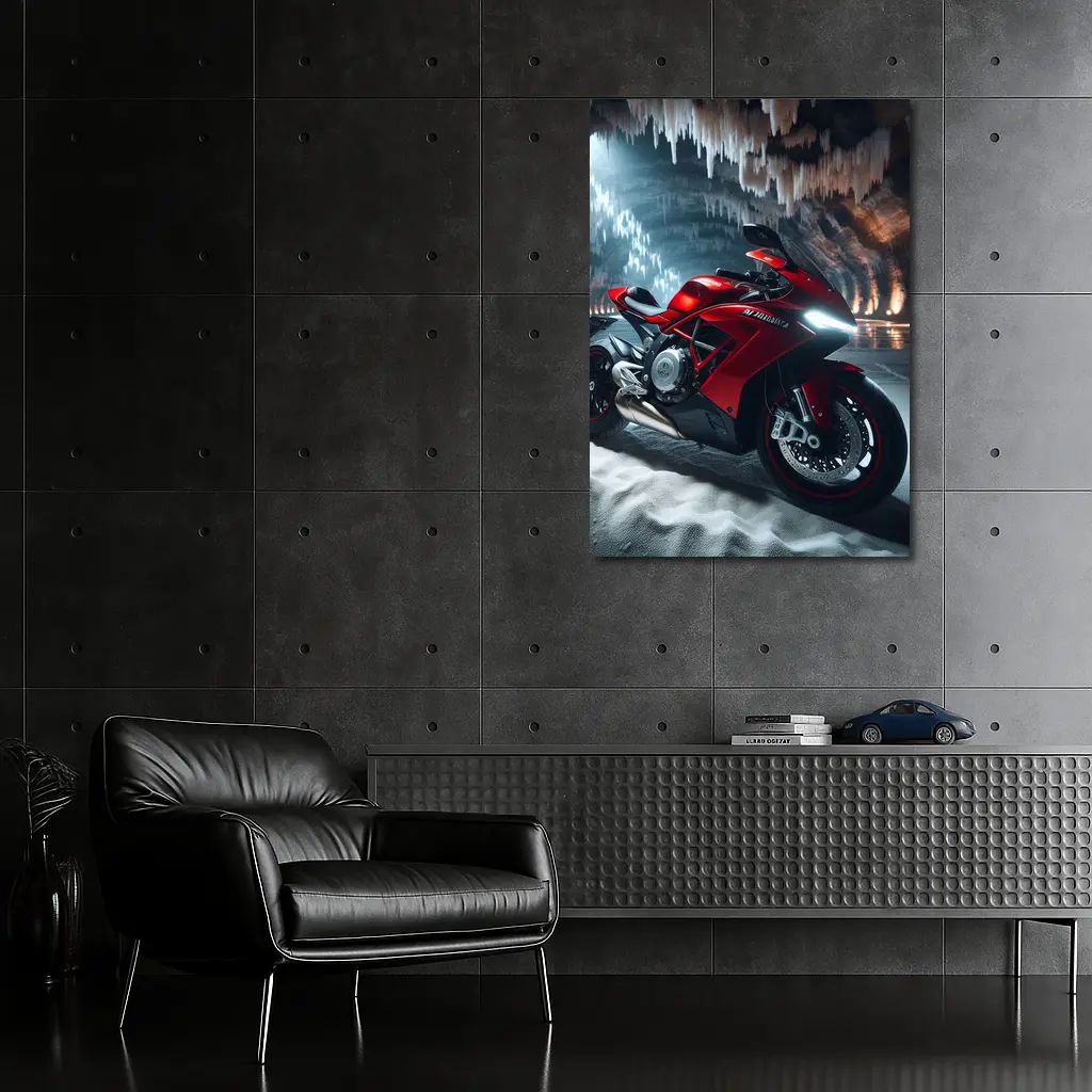 Red MV Agusta Superbike Inside Ice Cave – Wall Art