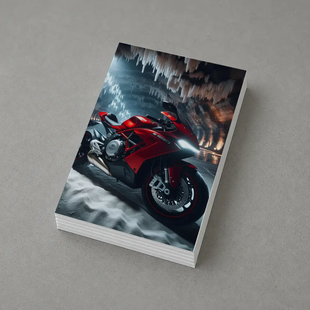 Red MV Agusta Superbike Inside Ice Cave – Postcards
