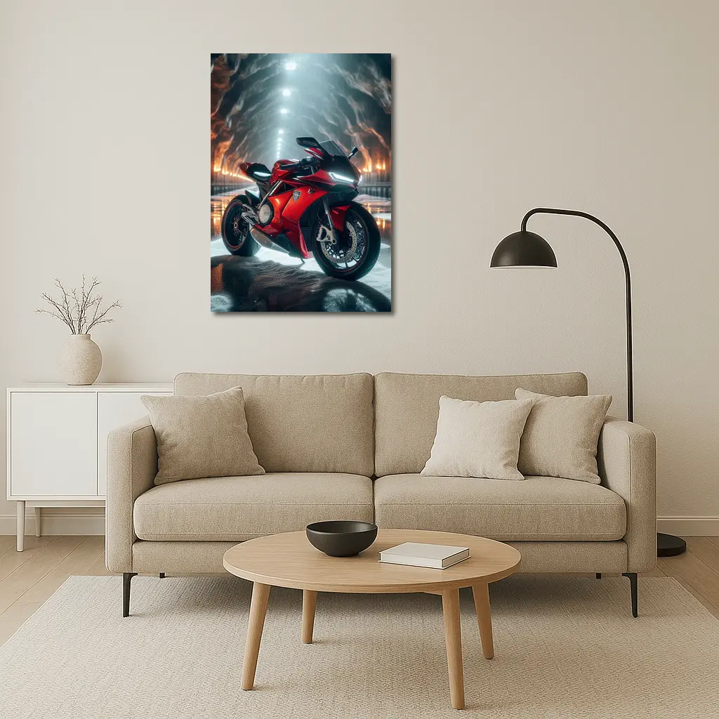 Red MV Agusta Superbike in Dramatic Cave – Wall Art