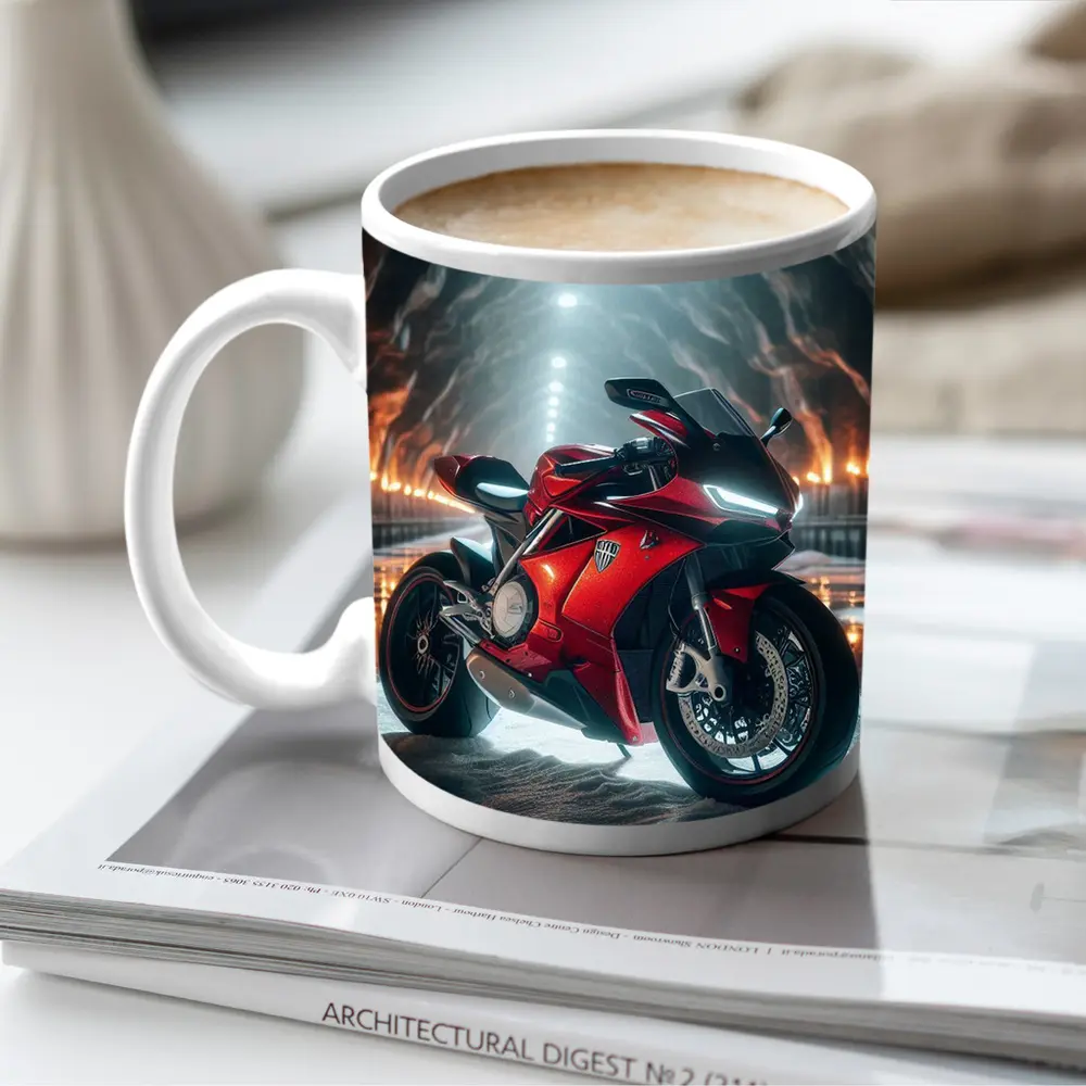 Red MV Agusta Superbike in Dramatic Cave – Mugs