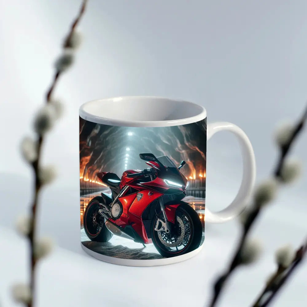 Red MV Agusta Superbike in Dramatic Cave – Mugs