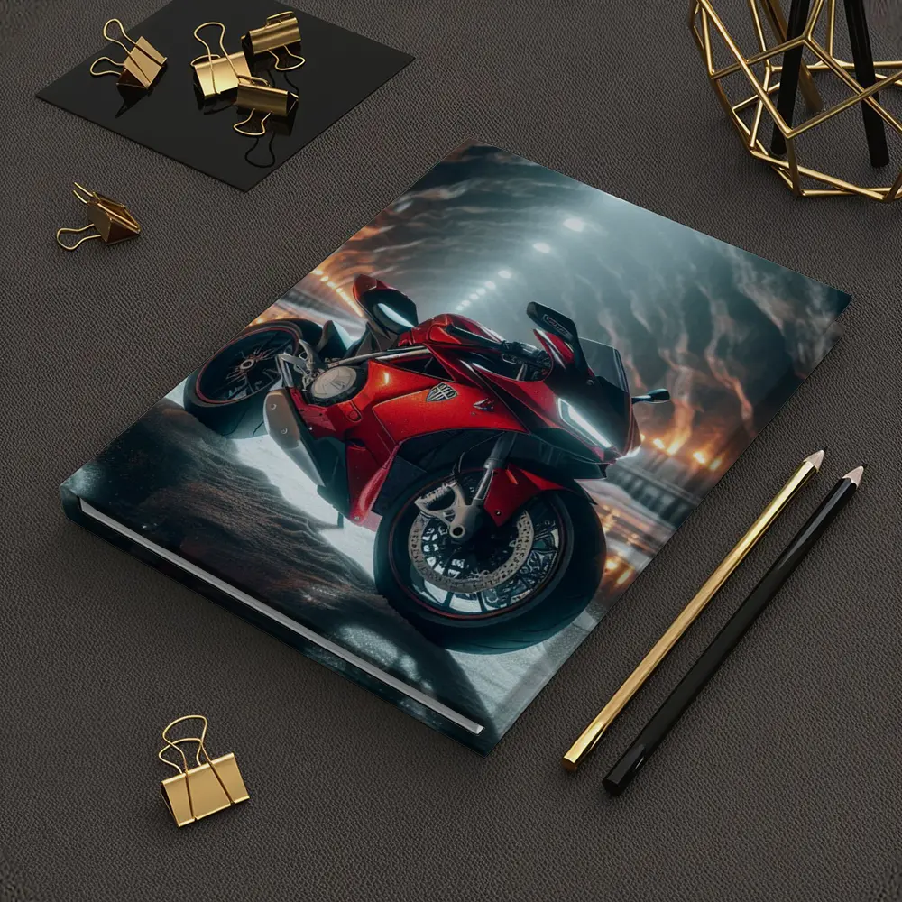 Red MV Agusta Superbike in Dramatic Cave – Notebooks