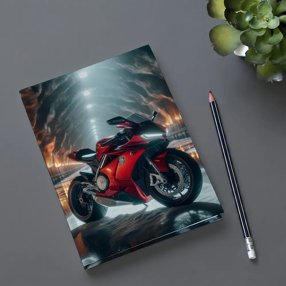 Red MV Agusta Superbike in Dramatic Cave – Notebooks
