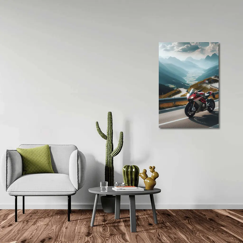 Red Sport Bike Alpine Mountain Road – Wall Art