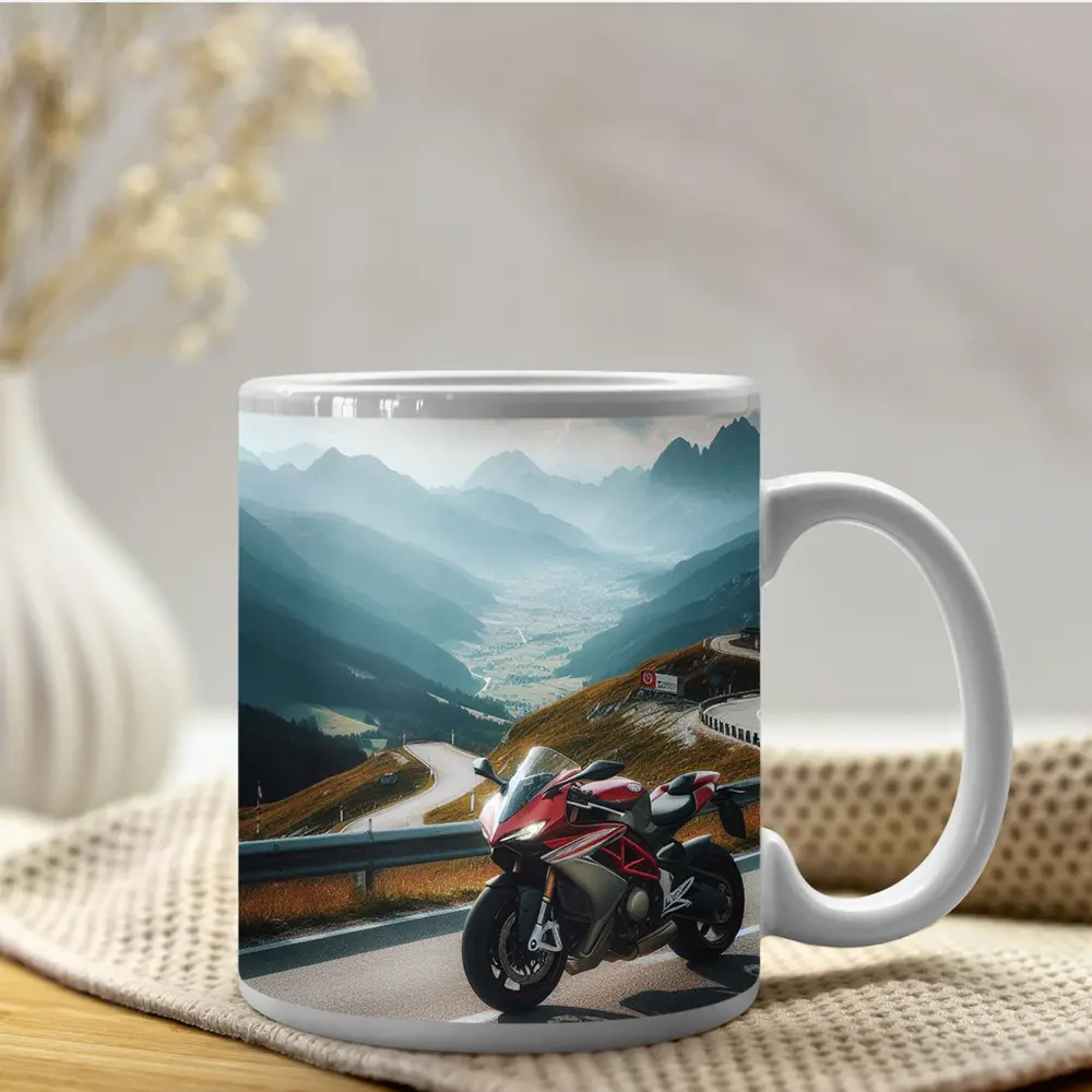 Red Sport Bike Alpine Mountain Road – Mugs