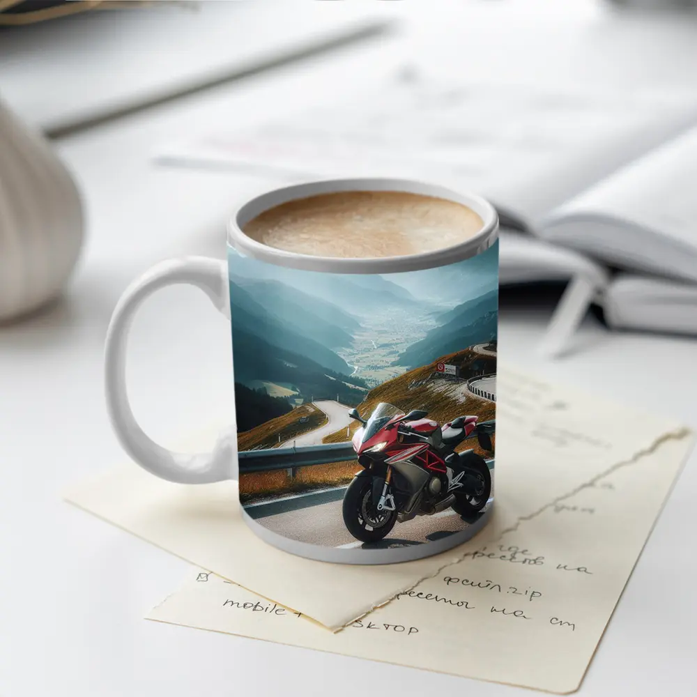 Red Sport Bike Alpine Mountain Road – Mugs