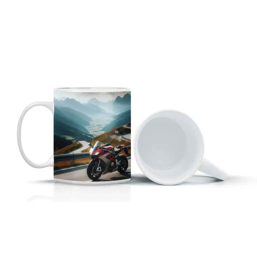 Red Sport Bike Alpine Mountain Road – Mugs