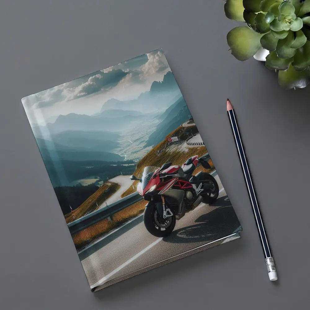 Red Sport Bike Alpine Mountain Road – Notebooks