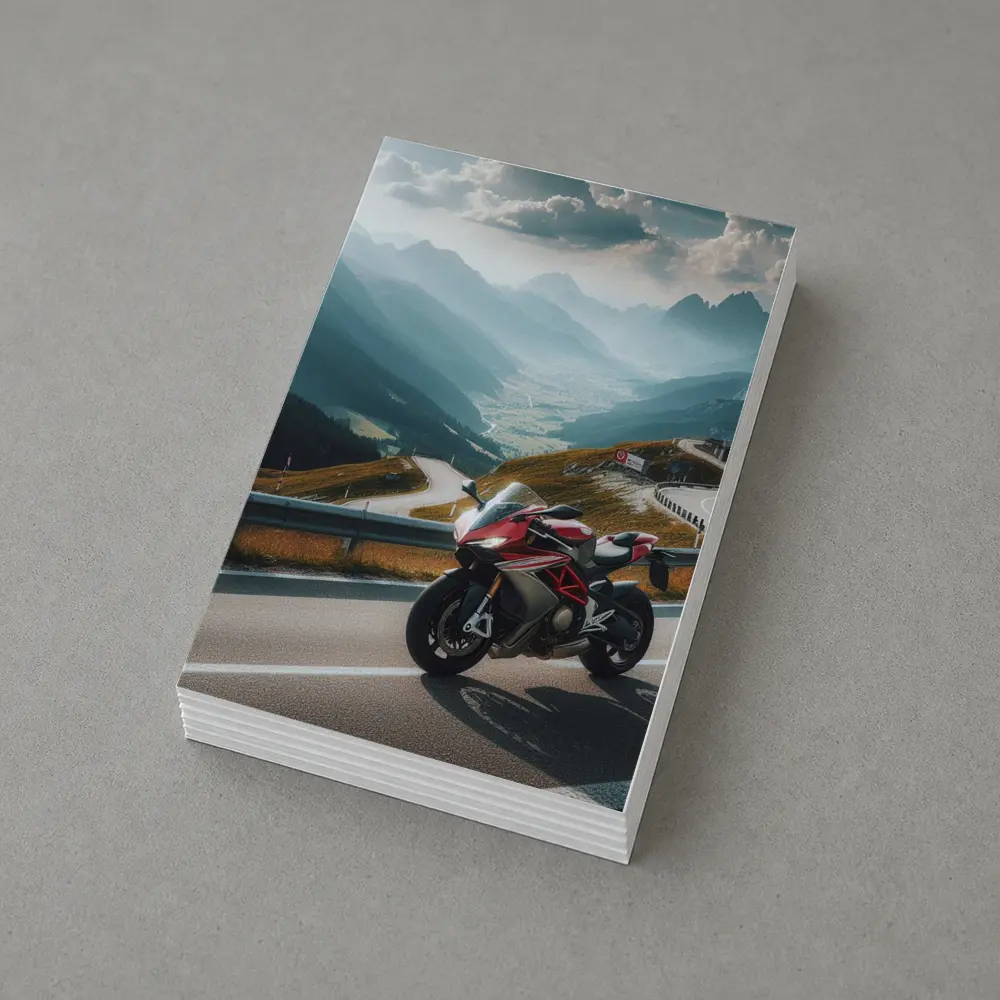 Red Sport Bike Alpine Mountain Road – Postcards