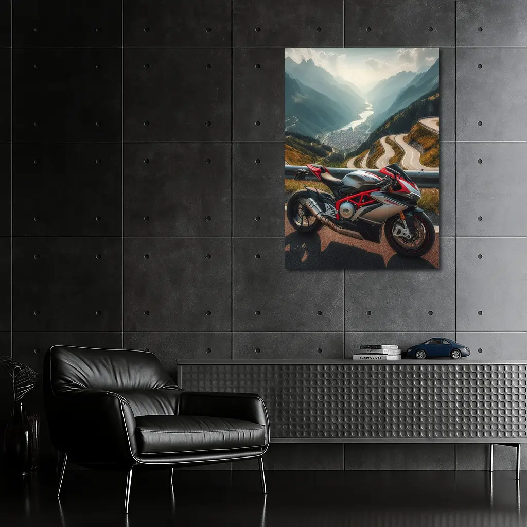 Sport Bike Superbike Mountain Road Alpine View – Wall Art