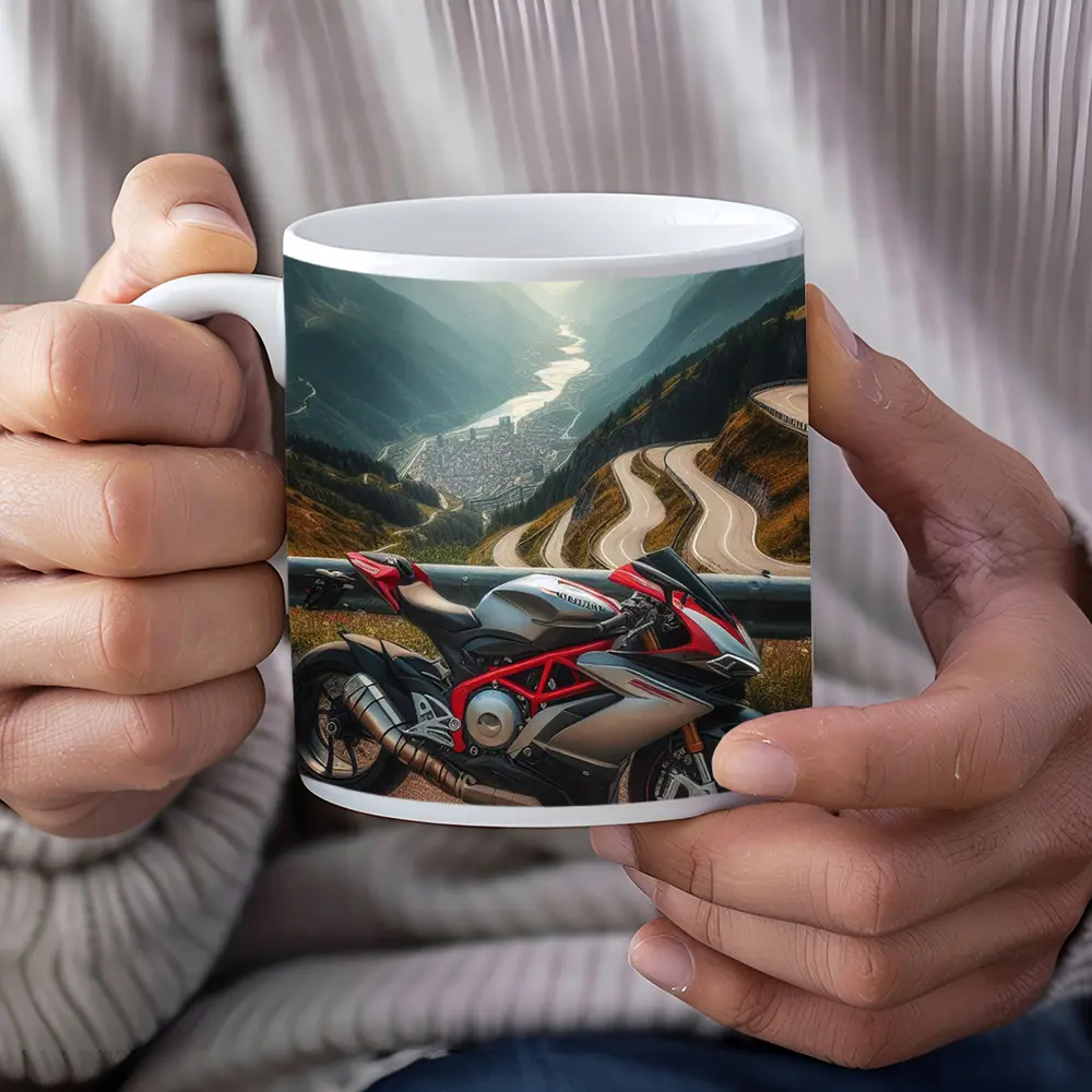 Sport Bike Superbike Mountain Road Alpine View – Mugs