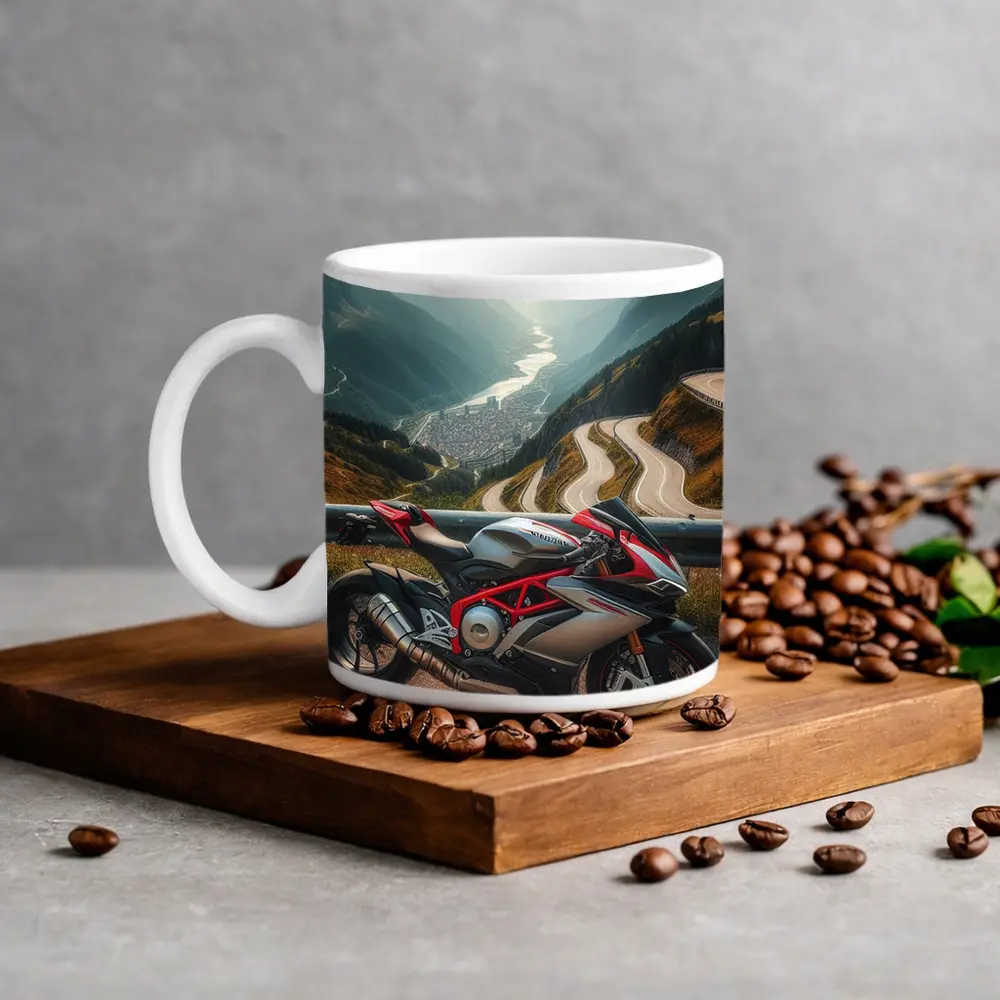 Sport Bike Superbike Mountain Road Alpine View – Mugs