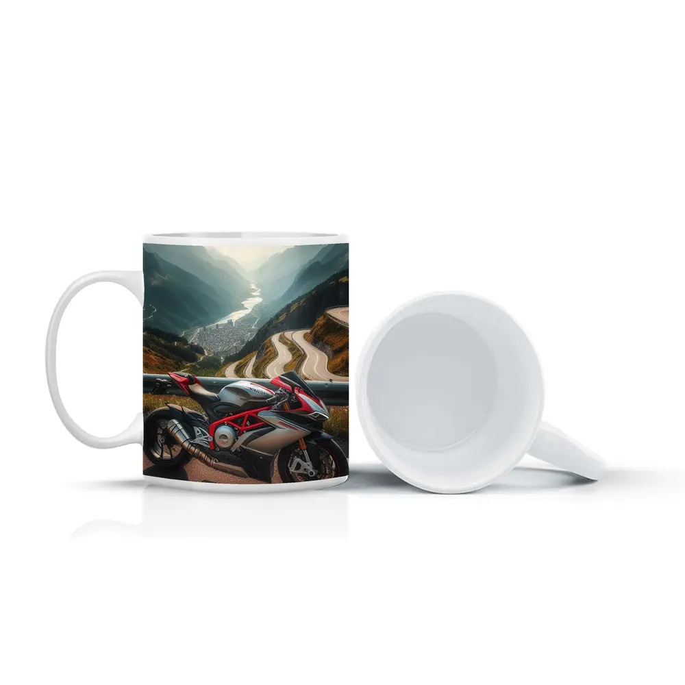 Sport Bike Superbike Mountain Road Alpine View – Mugs
