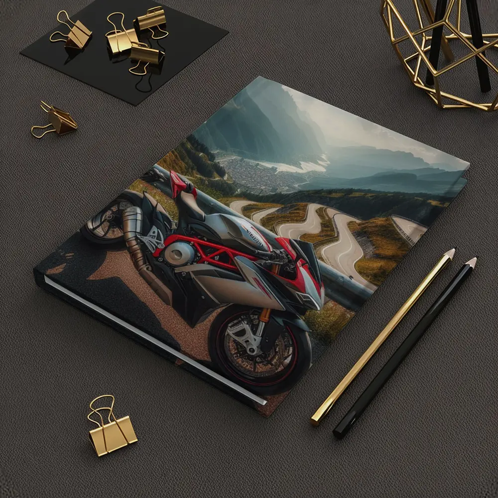 Sport Bike Superbike Mountain Road Alpine View – Notebooks