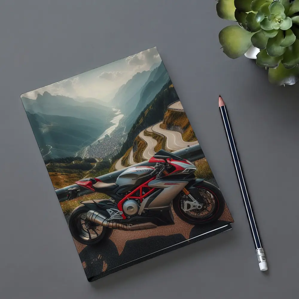 Sport Bike Superbike Mountain Road Alpine View – Notebooks