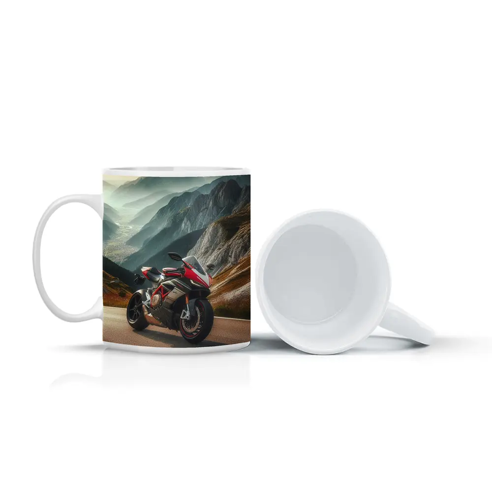 Ducati Superbike On Mountain Road Pass – Mugs