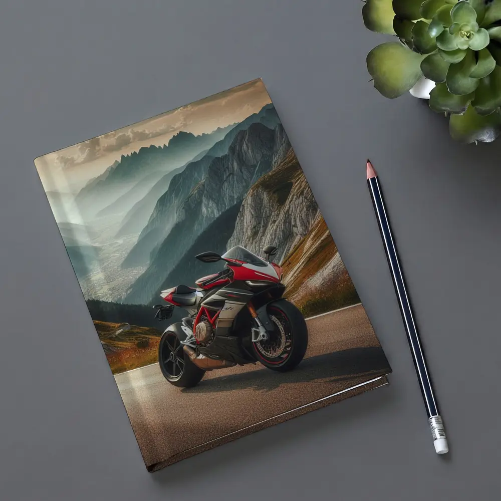 Ducati Superbike On Mountain Road Pass – Notebooks