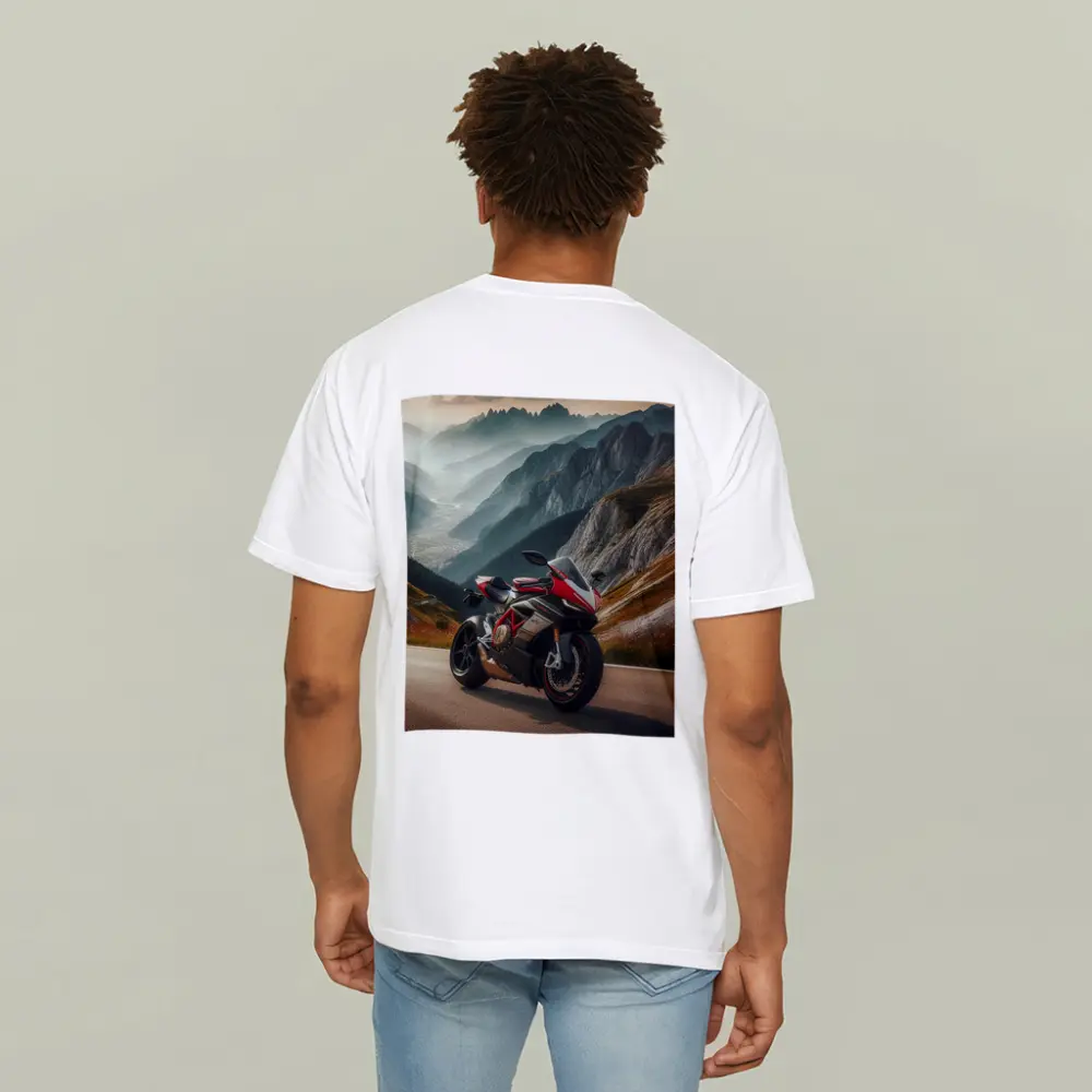 Ducati Superbike On Mountain Road Pass – T-Shirts