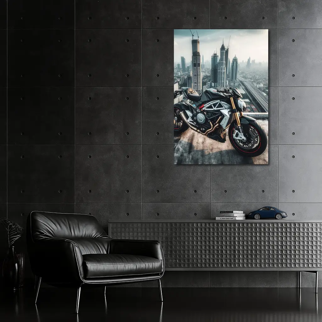 Naked Streetfighter Motorcycle Urban City Skyline – Wall Art