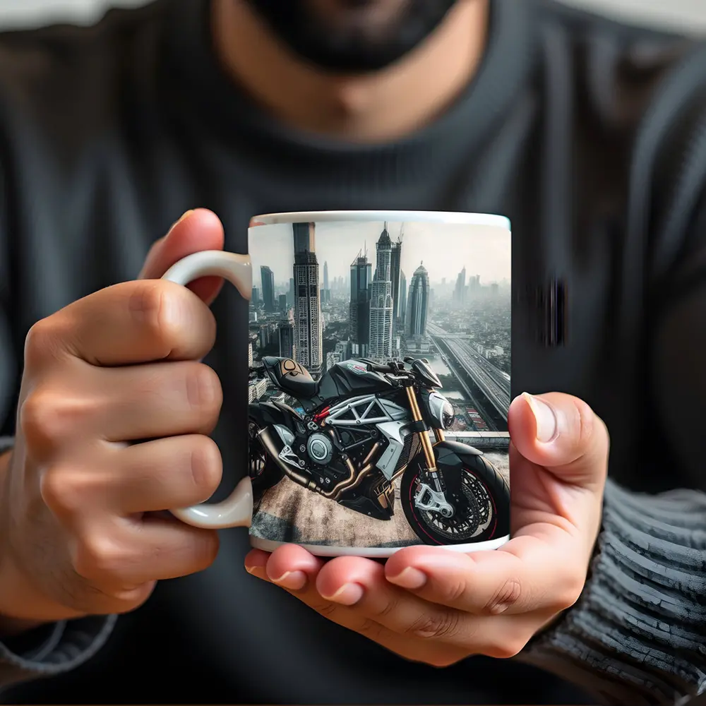 Naked Streetfighter Motorcycle Urban City Skyline – Mugs