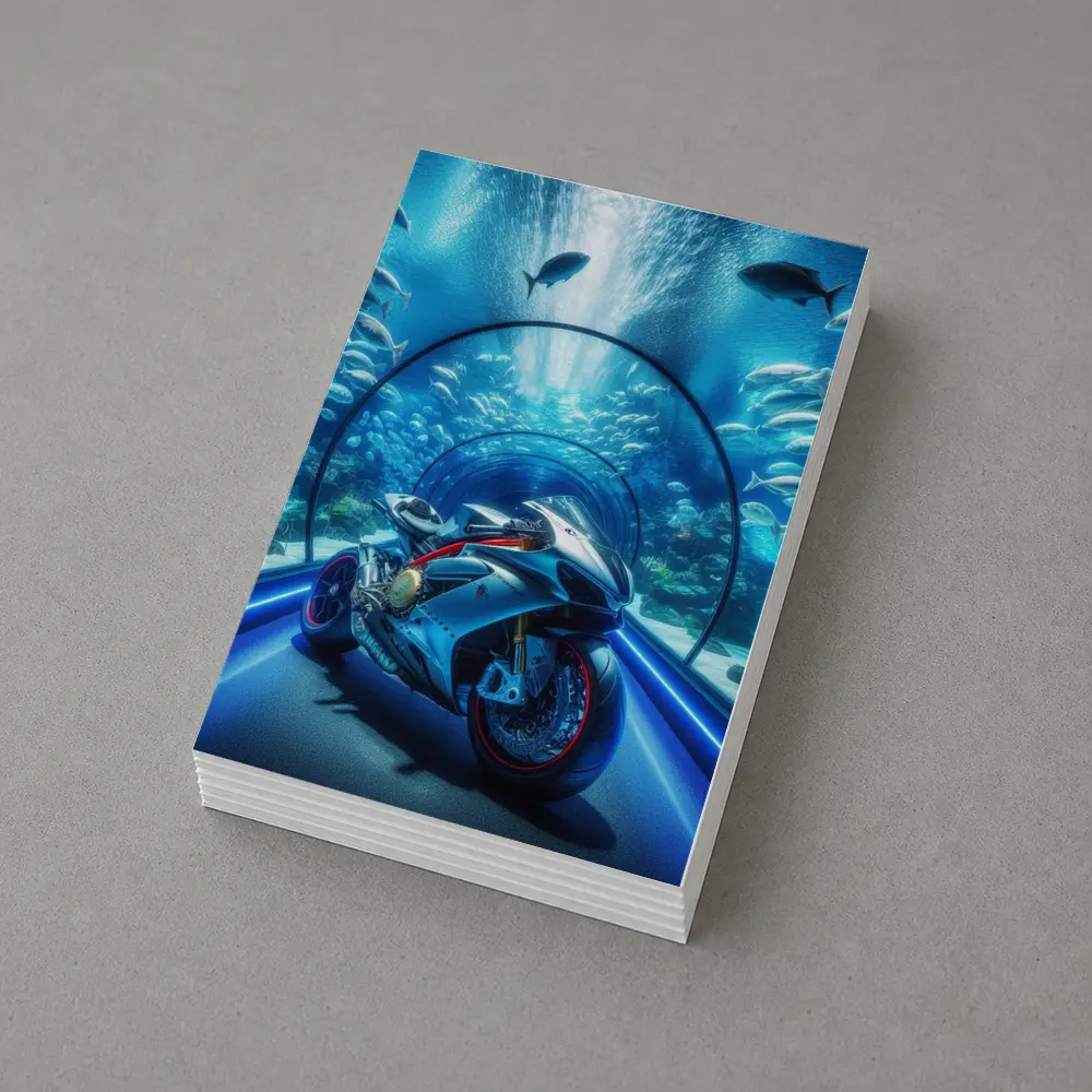 Sport Bike Inside Underwater Aquarium Tunnel – Postcards