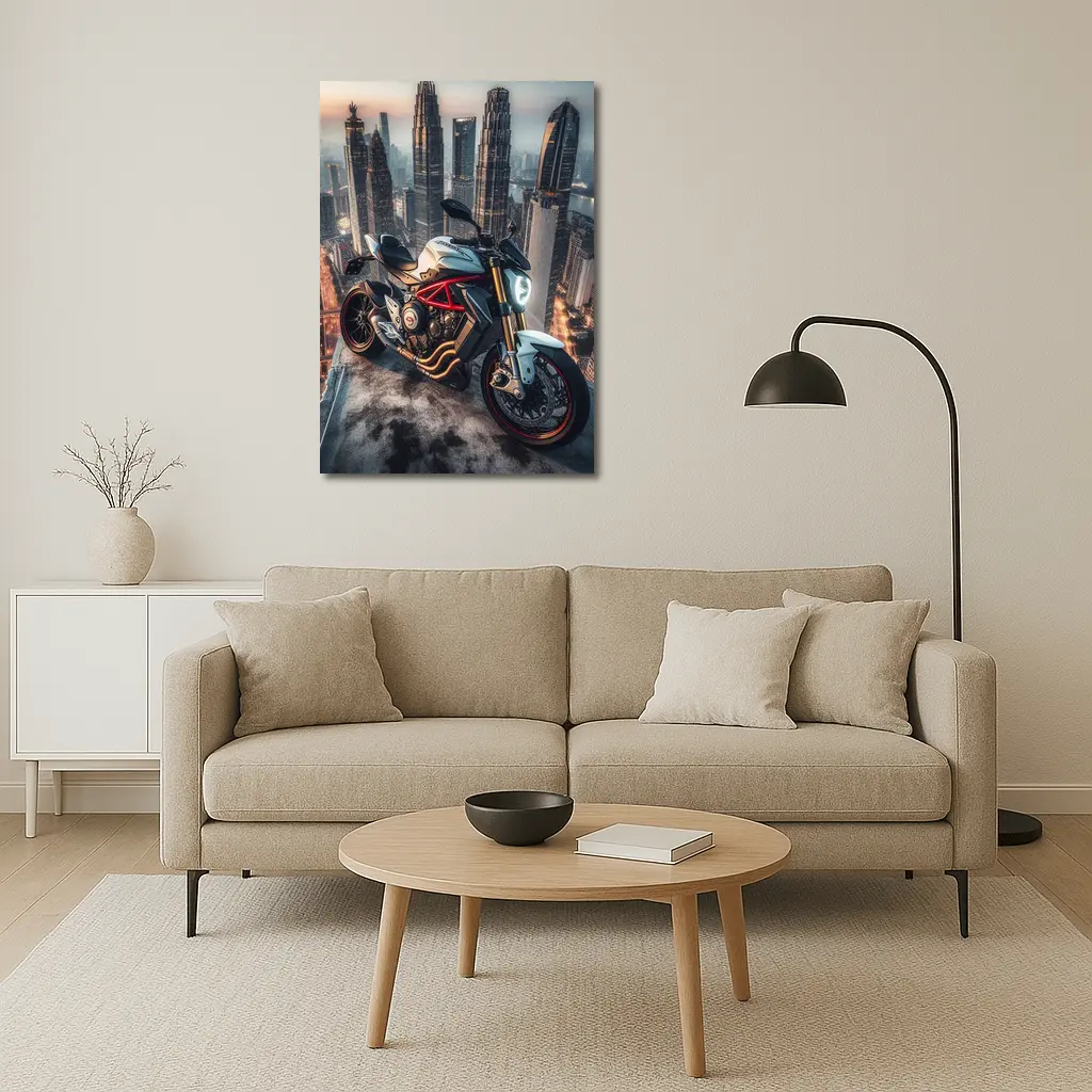 MV Agusta Naked Bike City Skyline Night – Wall Art