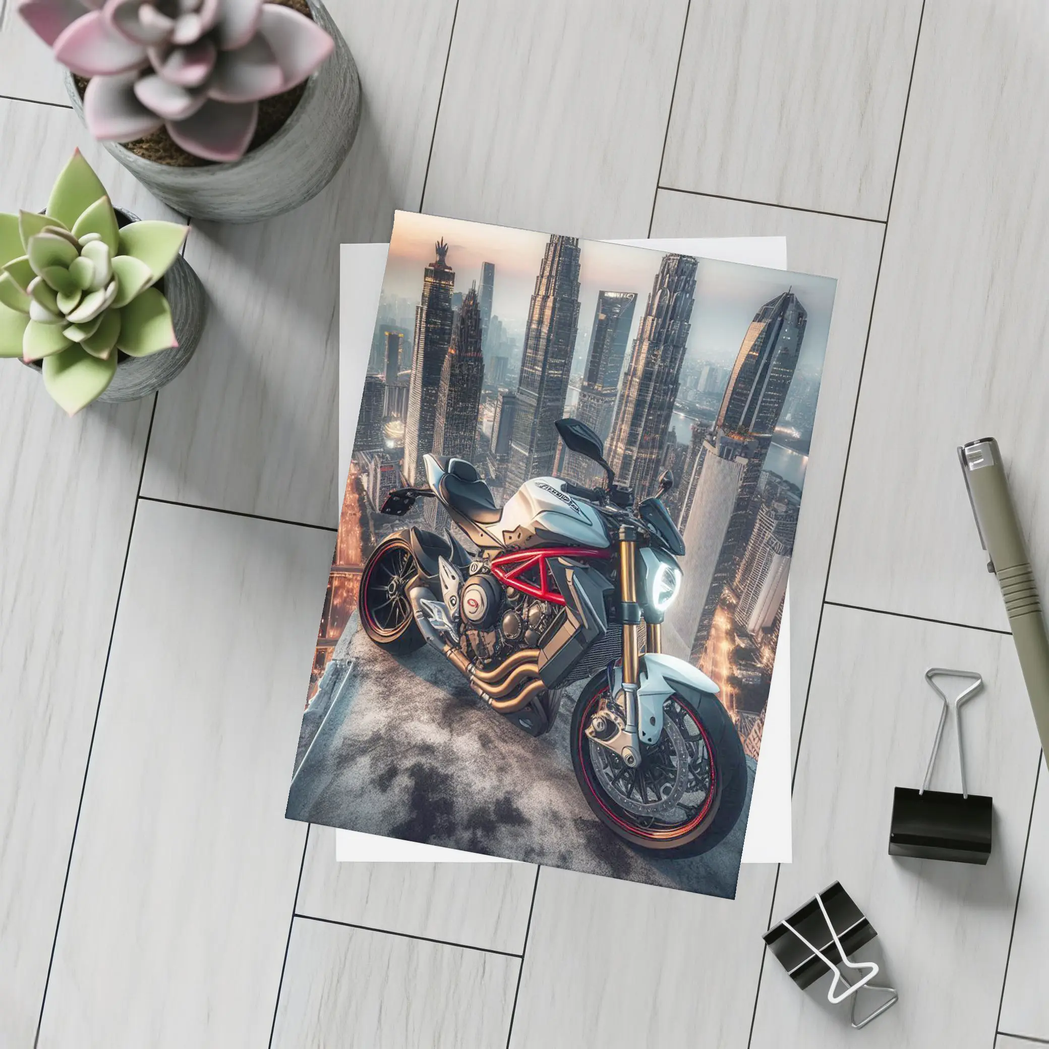 MV Agusta Naked Bike City Skyline Night – Postcards