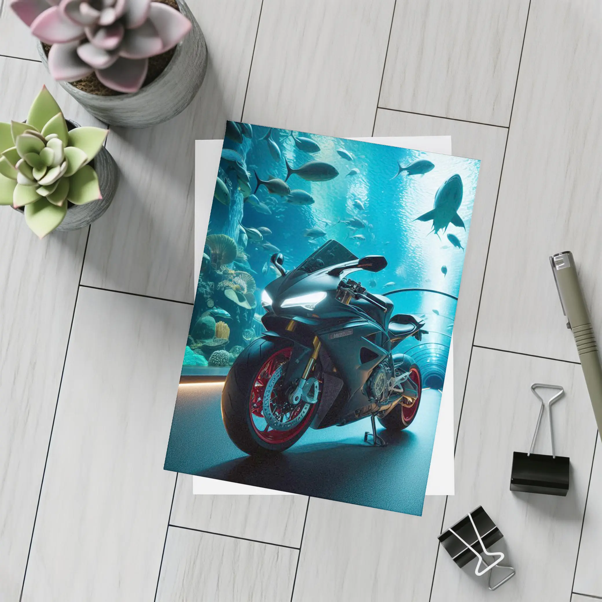 Sport Bike Superbike Inside Aquarium Tunnel – Postcards