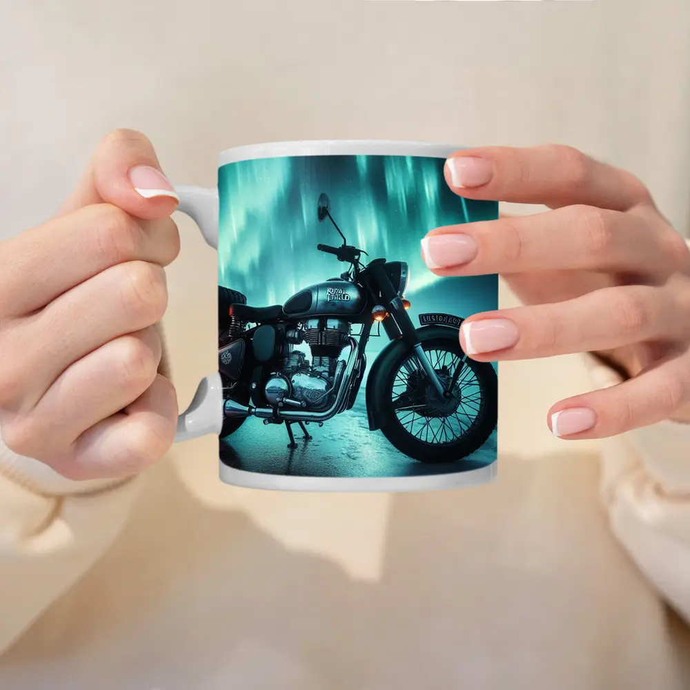 Royal Enfield Classic Under Northern Lights – Mugs