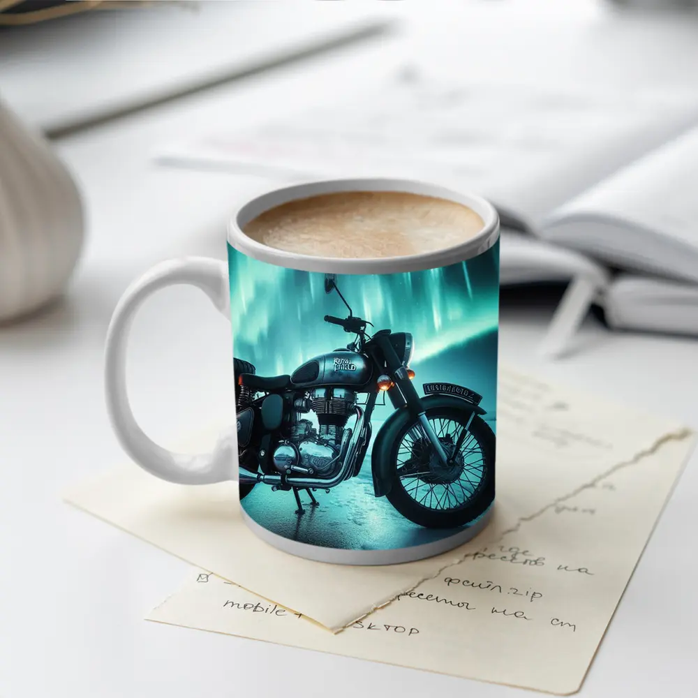 Royal Enfield Classic Under Northern Lights – Mugs