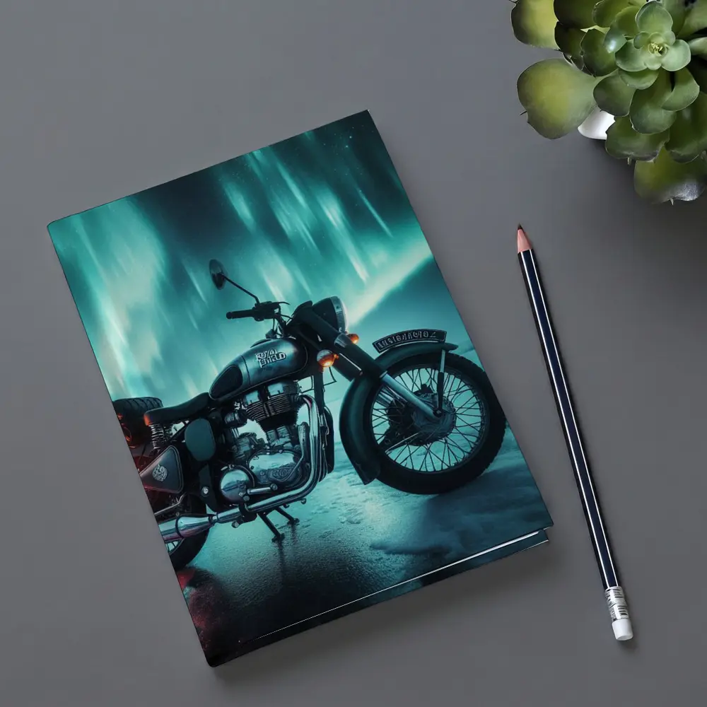 Royal Enfield Classic Under Northern Lights – Notebooks