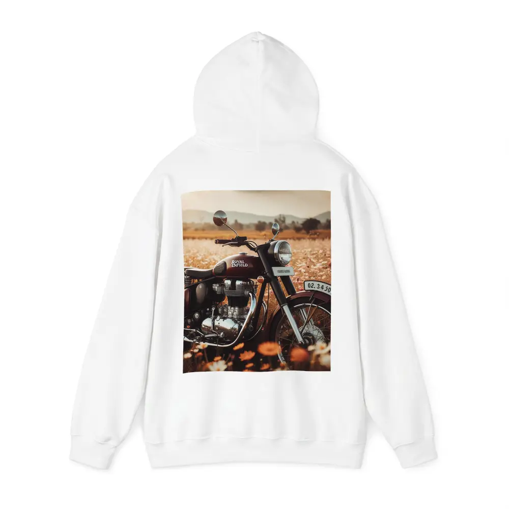 Royal Enfield Classic Motorcycle Wildflower Field – Hoodies
