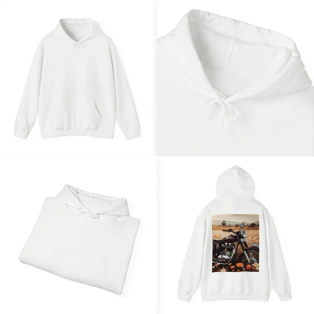Royal Enfield Classic Motorcycle Wildflower Field – Hoodies