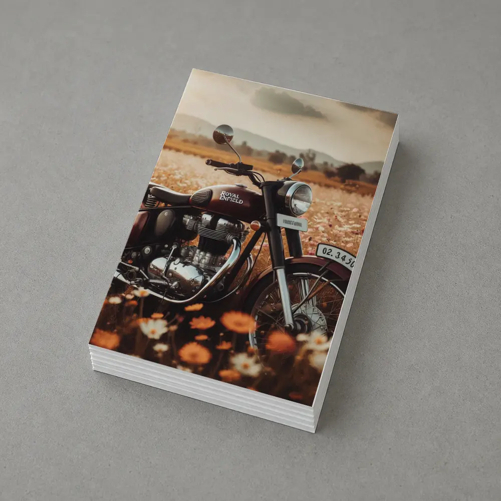 Royal Enfield Classic Motorcycle Wildflower Field – Postcards