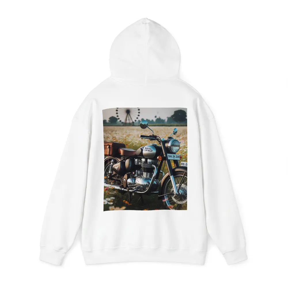 Royal Enfield Classic Motorcycle Wildflower Field – Hoodies