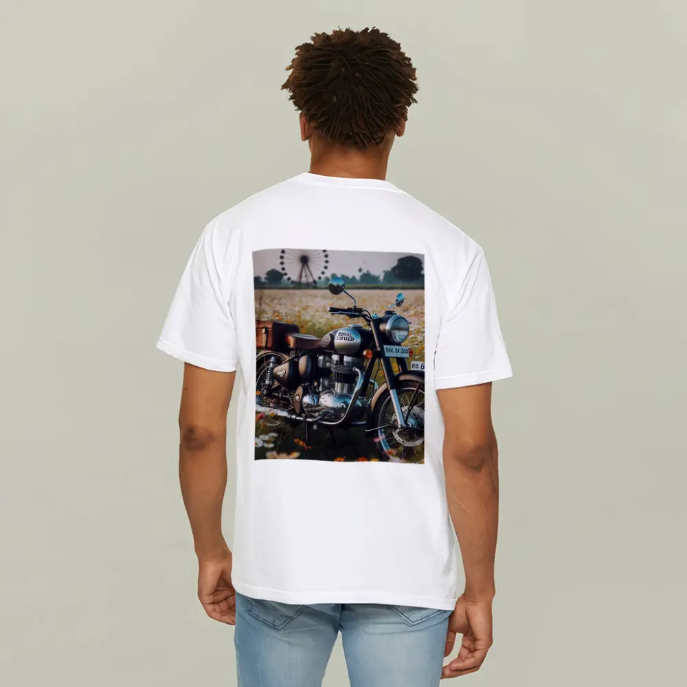 Royal Enfield Classic Motorcycle Wildflower Field – T-Shirts