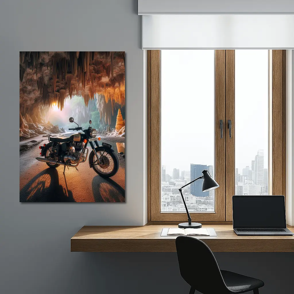 Royal Enfield Classic Inside Cave Setting – Wall Art