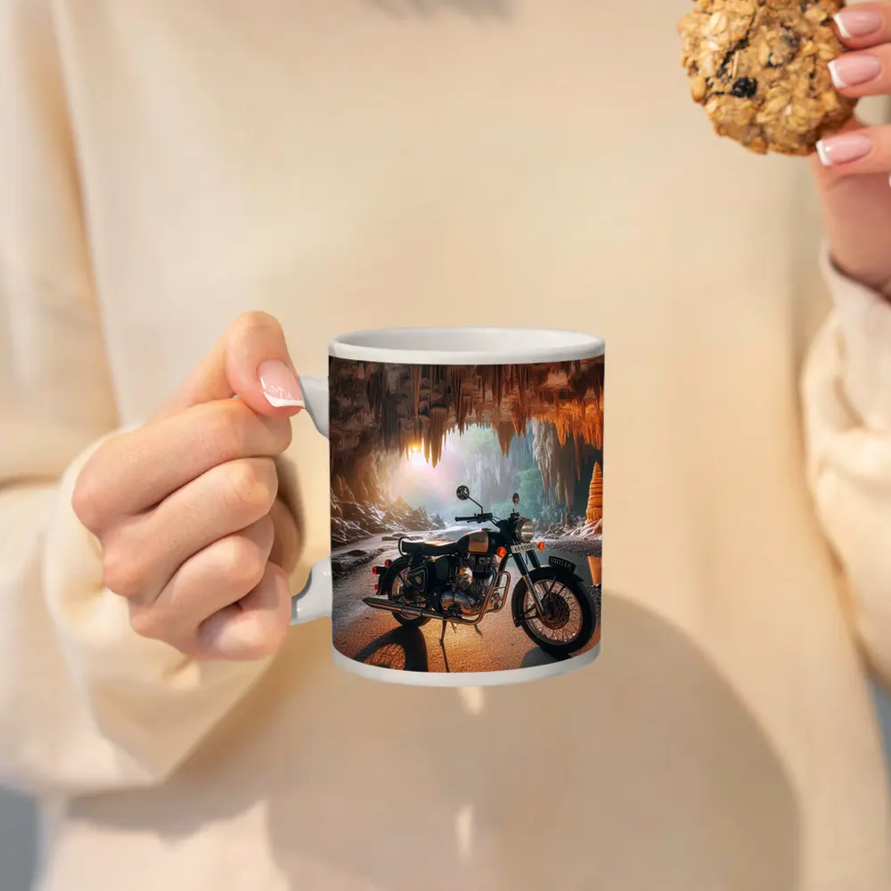 Royal Enfield Classic Inside Cave Setting – Mugs