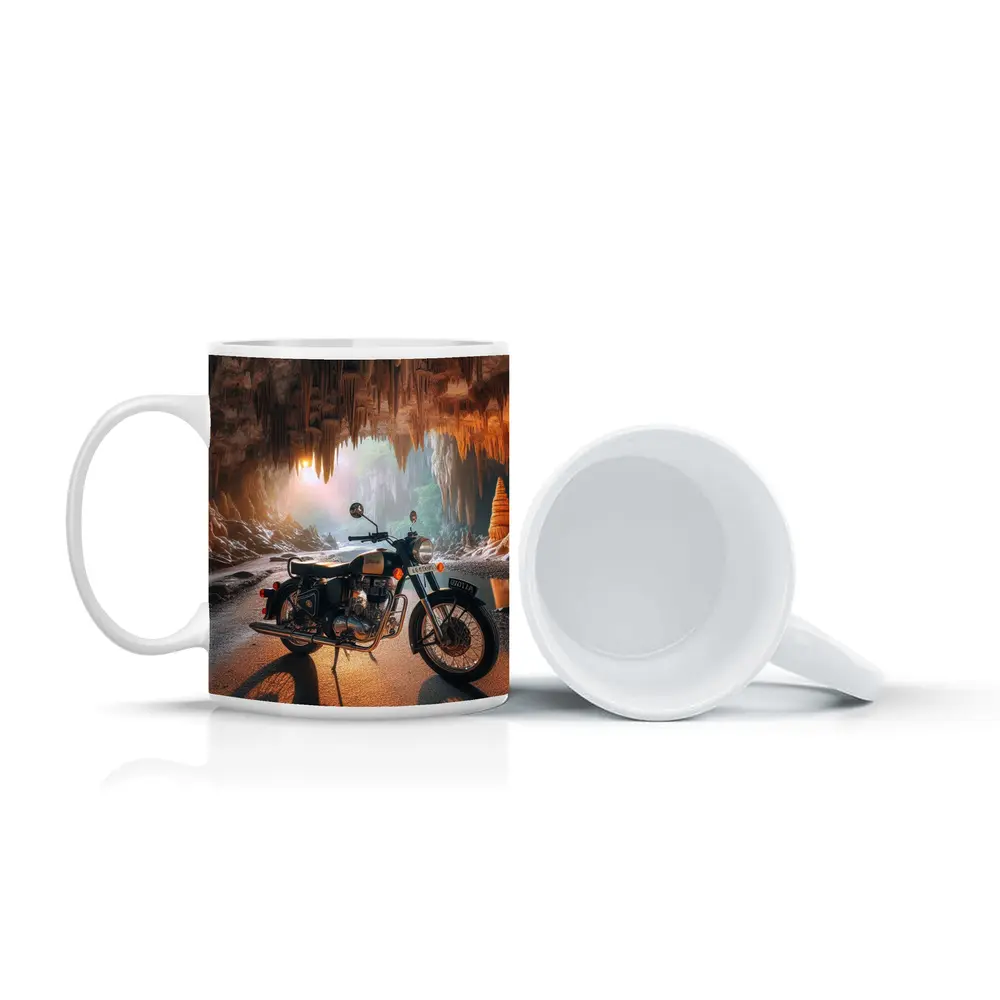 Royal Enfield Classic Inside Cave Setting – Mugs