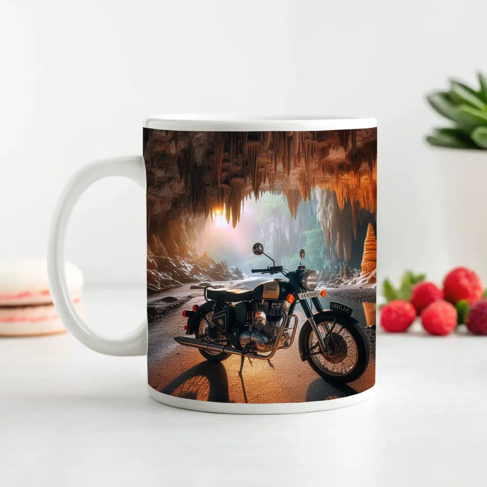 Royal Enfield Classic Inside Cave Setting – Mugs