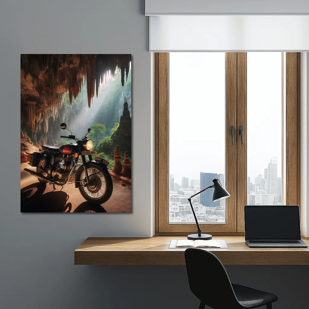 Royal Enfield Classic Inside Mystical Cave – Wall Art
