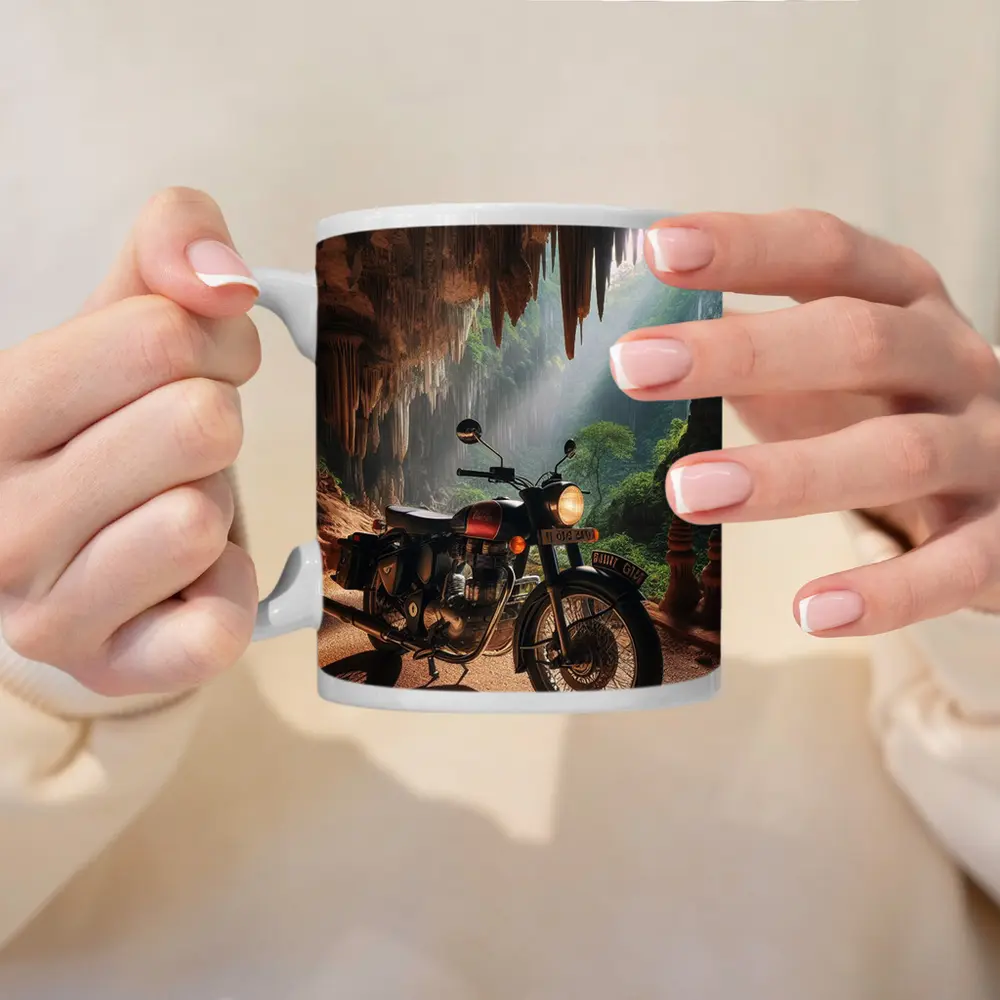 Royal Enfield Classic Inside Mystical Cave – Mugs